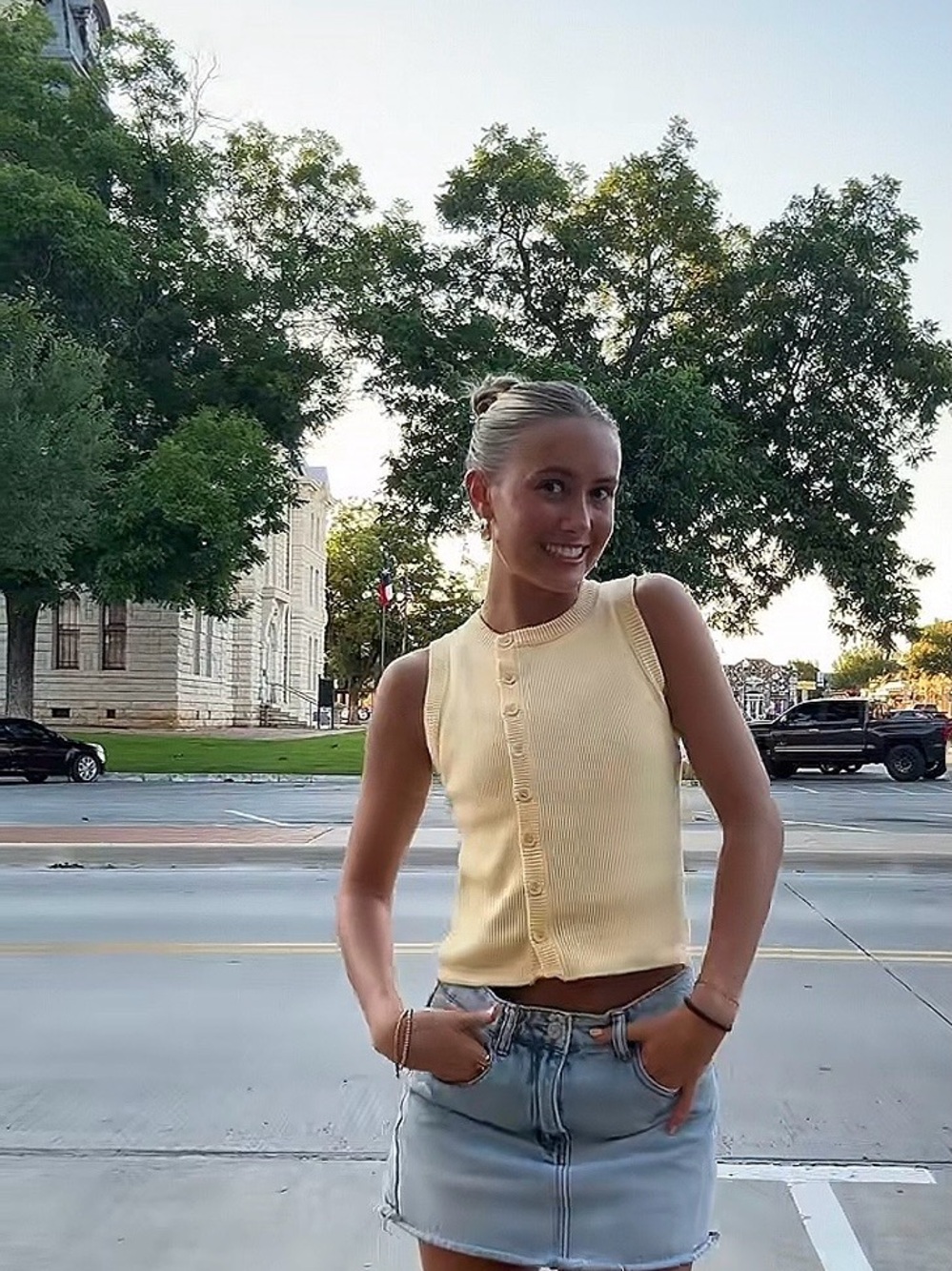 RIHOAS Pale Yellow Ribbed Tank Top